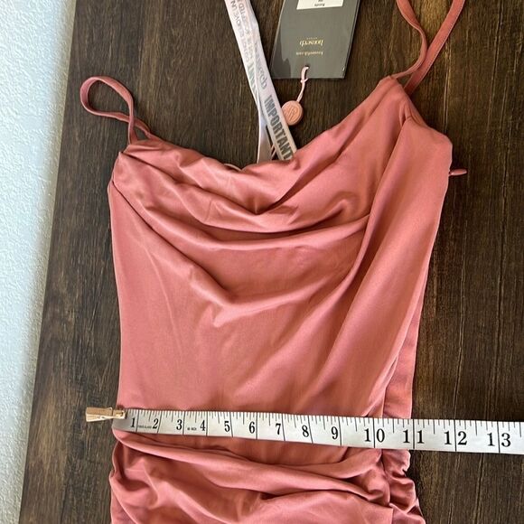 NWT HOUSE OF CB MARCIELLA ROSE DRAPED CORSET MIDI DRESS PINK - Picture 6 of 16